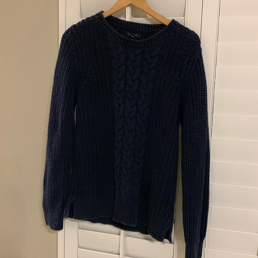Nautica Cable, chunky net navy blue size large sweater - Picture 2 of 16